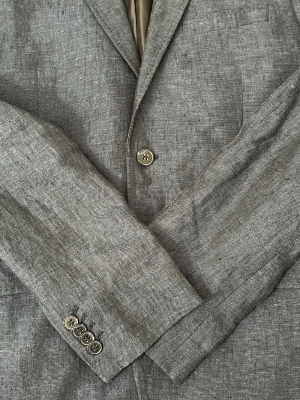 H&M Mens Slim Fit Linen Blazer 42R Blue Lightweight Two-Button Closure Linen - Picture 9 of 16